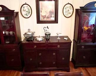 Beautiful Small & Large Mahogany China cabinets…..these are hard to find…..& in Beautiful Shape!