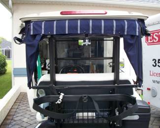 Upper view of back of golf cart