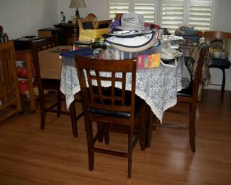 Theo Pub Cherry 42" Counter Height Table with 4 Chairs and 1 - 18 " Leaf.