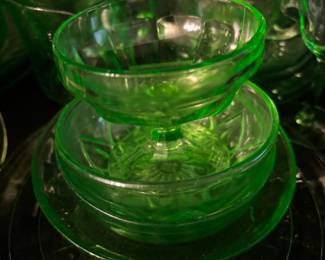 Assortment of Green Uranium Glass