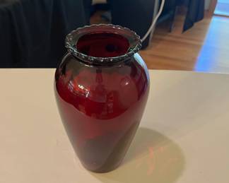 1950's Anchor Hocking Ruby Red Glass Vase