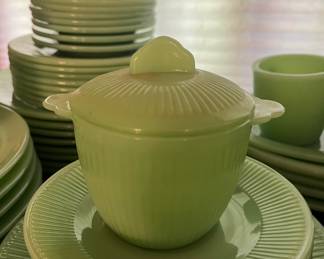 Fire-King Jadeite Ovenware Jane Ray Dinnerware Set