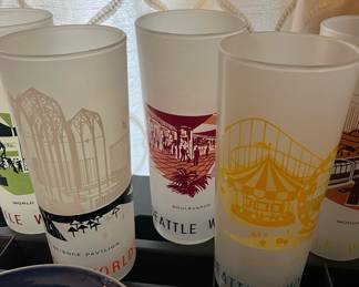 1962 World's Fair Seattle Frosted Souvenir Glasses