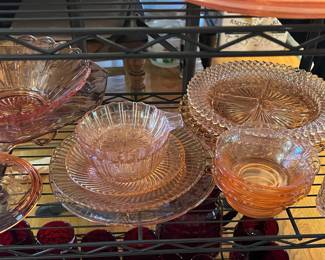 Assortment of Pink Depression Glass
