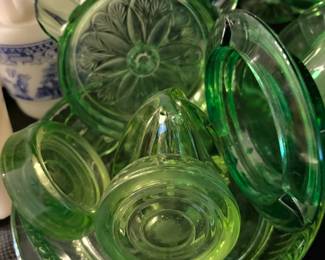 Assortment of Green Uranium Glass