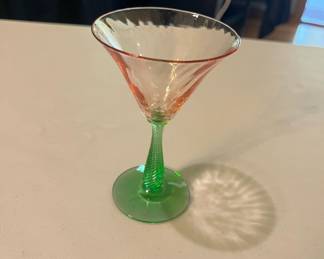 Watermelon Depression Glass Martini Glass