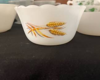 Fire King Milk Glass Ramekin with Wheat Design