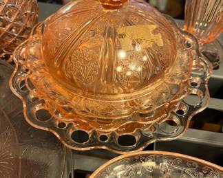 Assortment of Pink Depression Glass