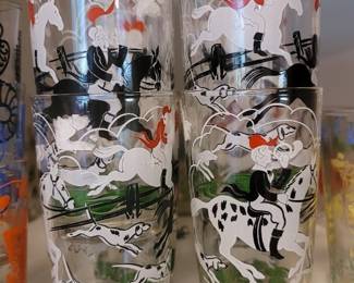 1940's Equestrian Motif Cocktail Glasses