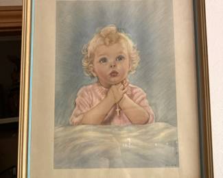 1940's God Bless Mom and Dad Erna Kasabach Litho Print by E.G. Edward Gross Co 