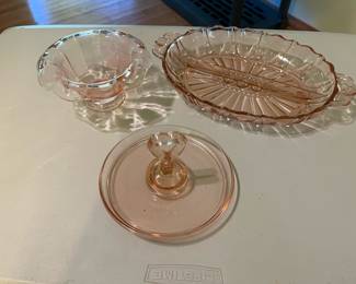 Assortment of Pink Depression Glass
