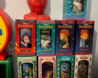 1986 Marvel Spider Man Piggy Bank, 1994 Pocahontas "Colors of the Wind" Burger King Cup Collection - Set of 5, 1994 Disney Burger King "The Jungle Book" Cup, 1994 Disney Burger King "Beauty & The Beast" Cup, 1994 Disney Burger King "Snow White" Cup, 1994 Disney Burger King "Dumbo" Cup        