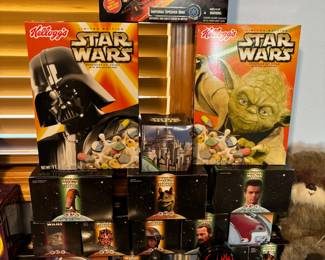 Star Wars Imperial Speeder Bike and Biker Scout Trooper Endor, 2006 Kellogg's Star Wars Cereal Box with Darth Vader, 2005 Kellogg's Star Wars Cereal Box with Yoda, Star Wars Episode 1 The Phantom Menace: Trade Federation Droid Fighter Action Figure, Star Wars Episode 1 The Phantom Menace - Joking Jar Jar Binks Action Figure, Star Wars Episode I The Phantom Menace Planet Naboo Action Figure