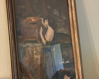 Framed Lithograph "Pandora" by J.W. Waterhouse