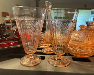Assortment of Pink Depression Glass