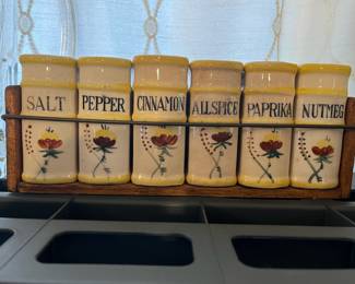 Set of 6 Mid Century Spice Book Jars 
