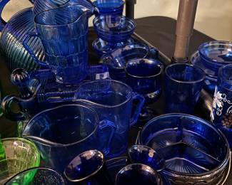 Assortment of Cobalt Blue Glassware