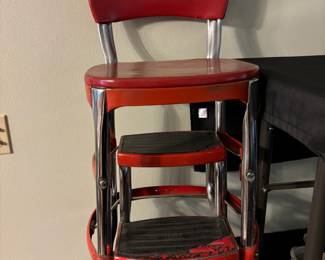 Red & Chrome Cosco Fold Out Step Stool
