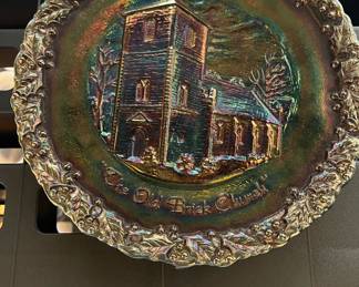 Fenton Amethyst Carnival Glass "The Old Brick Church" Collector Plate