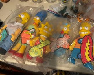 Set of 5 1990 Burger King Simpsons Plush Dolls