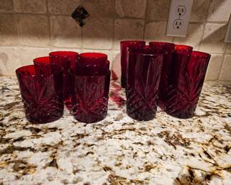 Godinger Dublin Ruby Red Highball Tumblers & Whiskey Glasses Diamond