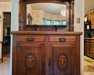 Antique Oak Petite Buffet/Dessert Sideboard 