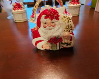 Fritz & Floyd “Poinsettia Santa” Napkin Holder  