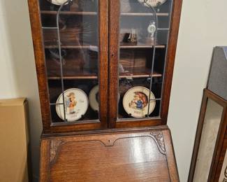 Leaded Glass Bookcase/Secretary