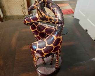 Hand Carved Wooden Giraffe Figure made in Kenya