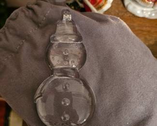 Simon Pearce Glass Snowman Christmas Ornament 