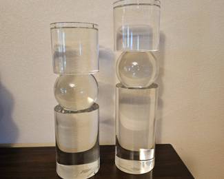 Decorative Ball Cylinder Candle Holders Clear Thick Glass 