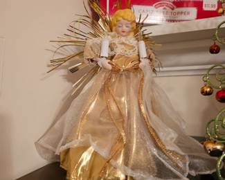 Tree Topper Angel with Gold Dress