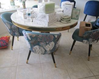 Brass pedestal marble top