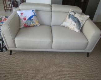 Stunning straight lines excellent condition leather loveseat and couch