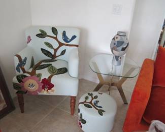 Designer chair and ottoman - pottery vase signed