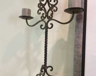 Pair Spanish Gothic Wrought Iron Candelabra-$200 pair