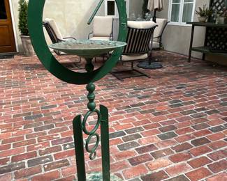 Tom Torrens bird bath Sundial Iron & Copper Sculpture-$800