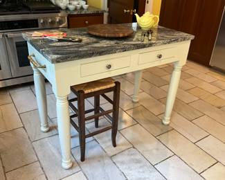 Marble top kitchen island w/2 drawers-$600