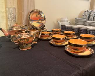 21pcs Art Deco pre WWII hand painted china set-$180