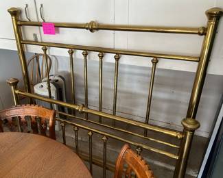 Antique full size brass bed with rails, headboard and footboard
