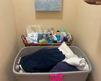 Towels full bathroom of toiletries