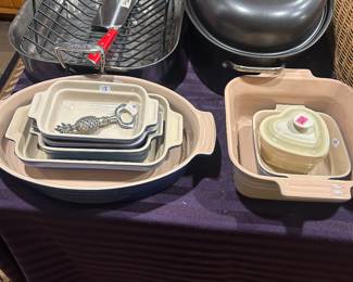 Le Creuset bakeware, All Clad roaster