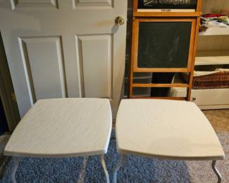 $15 ea (2) MCM white patio tables