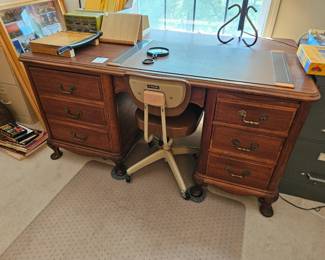 $35 Wooden desk, $8 vintage desk chair