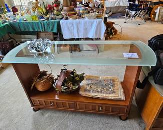 $50 Glass & wood Sofa table