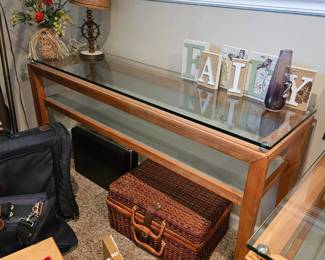 $70 Glass & Wood modern Sofa table
