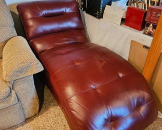 SOLD Maroon Pleather Chaise, great condition super comfy