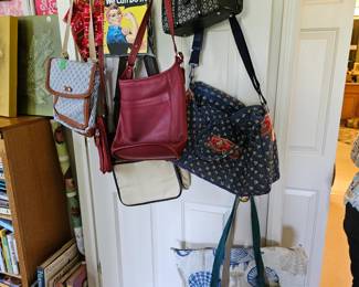 , $20Vera Bradley tote bag, $12 Red Relic leather purse, $10 Miche bag. SOLD- Red Coach