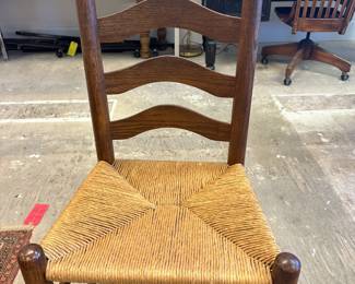 Antiques Ladder back Chair with Rush Seat Side chair