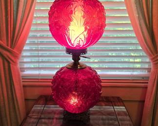 Fenton Ruby Red “Gone with the Wind” Lamp